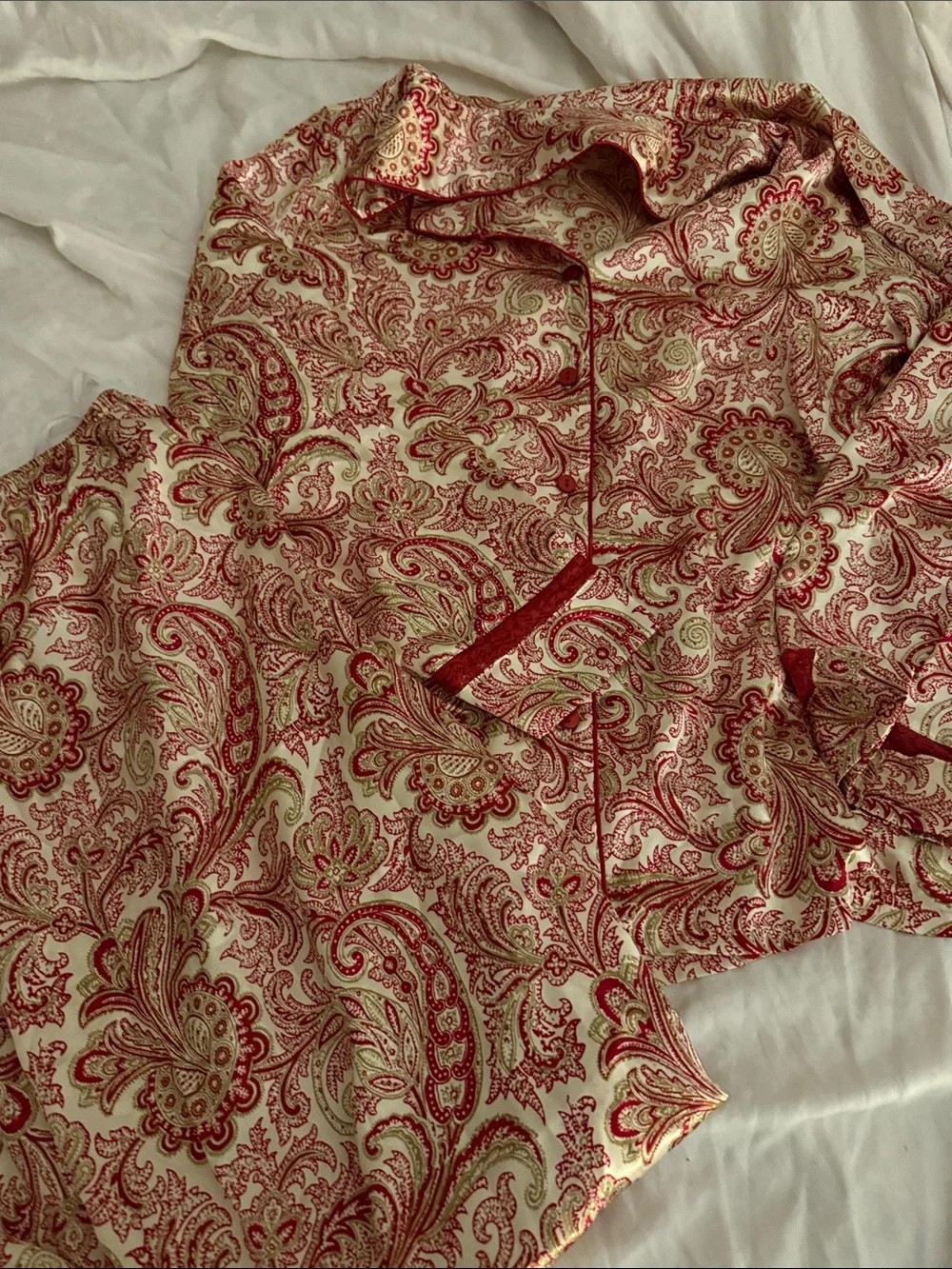 Silky Floral & Paisley Women’s Pajama Set - Blue, Navy, Ivory, Burgundy